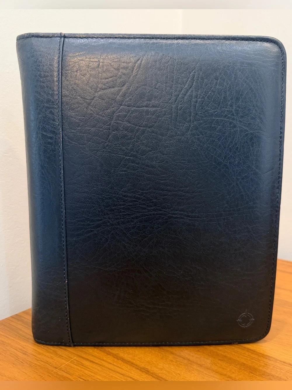 Franklin Covey Classic Black Full Grain Leather Zip Planner Korea Blooms 90s Y2K